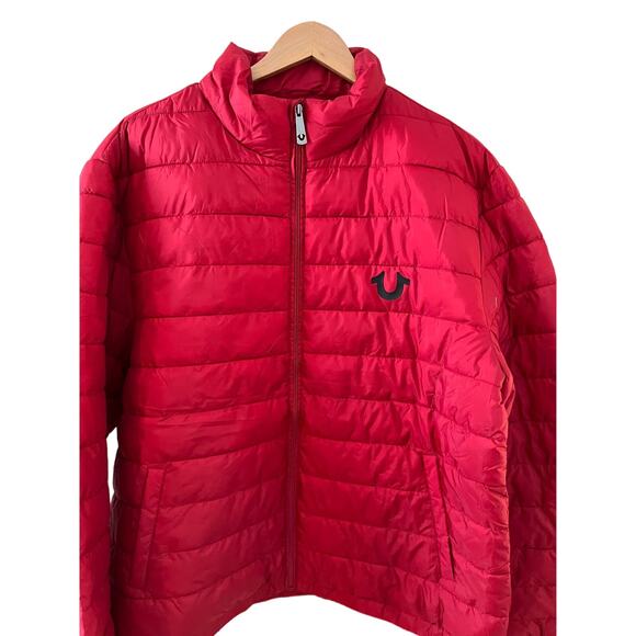 True Religion micro puffer jacket Red L - Picture 1 of 7